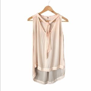 Free People Sunny Day Pink Tie Neck Tank Sleeveless Blouse Small
